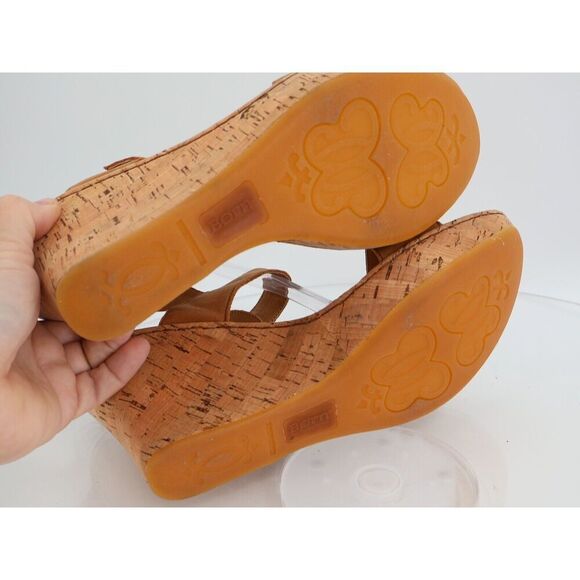 Born Lenore Platform Wedge Sandals Womens Size 11 M Brown Leather Buckle Shoes - Picture 8 of 11